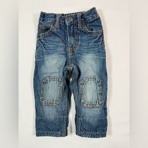 GYMBOREE Baby Boys' Green Tartan Plaid Cuff Knee Patch Jeans Cotton Rustic 6-12M